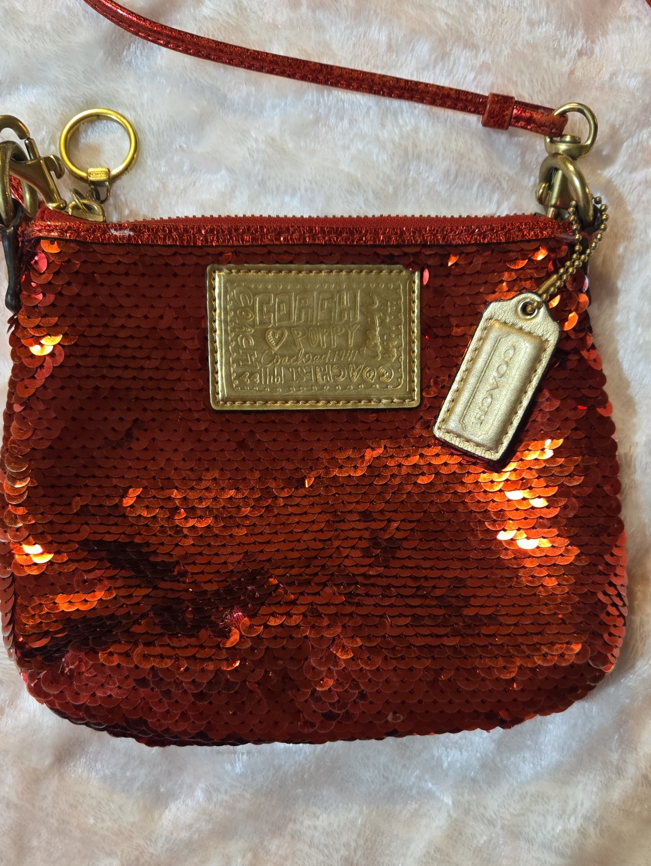 Coach Poppy Red Sequin Small Crossbody Bag Y2k